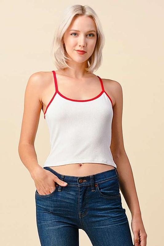 Vintage Color Contrast Rib Cami