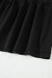 Black Elastic Waist Ruffled Tiered Flared Denim Maxi Skirt