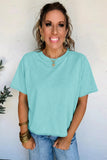 Mint Green Mineral Wash Raglan Sleeve Boxy Fit Cropped Tee
