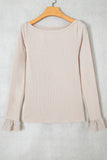 Jet Stream Lace Cuff Patchwork Round Neck Long Sleeve Top