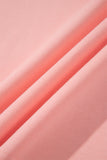 Pink Colorblock Striped Patchwork Long Sleeve Round Neck Blouse