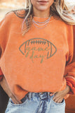 Apricot Rugby Game Day Embroidered Corduroy Sweatshirt