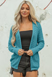 Jet Stream Mix Pattern Hollowed Knit Open Front Cardigan