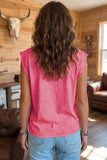 Bonbon Toner Washed Wild West Whiskey Print Sleeveless Muscle Top