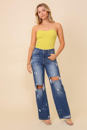 Trendy Distressed High Waisted Jeans