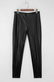 Black Faux Leather Seamed Leg High Waist Leggings