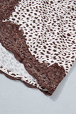 Brown Cheetah Print Trim Split Long Western Skirt