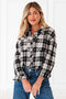 Black Plaid Print Chest Pockets Buttoned Shirt