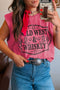 Bonbon Toner Washed Wild West Whiskey Print Sleeveless Muscle Top