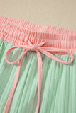 Clearly Aqua Soft Ribbed Color Block Trim Casual Short Set
