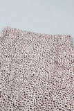 Brown Cheetah Print Trim Split Long Western Skirt