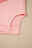 Pink Colorblock Striped Patchwork Long Sleeve Round Neck Blouse