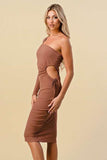 Chocolate One Shoulder Midi Dress