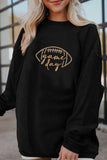 Apricot Rugby Game Day Embroidered Corduroy Sweatshirt