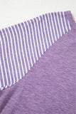 Tillandsia Purple Contrast Print Striped Raglan Long Sleeve Loose Top