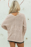 Jet Stream Mix Pattern Hollowed Knit Open Front Cardigan