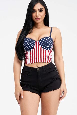 American Flag Bustier Cropped Top