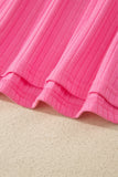 Clearly Aqua Soft Ribbed Color Block Trim Casual Short Set