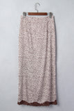 Brown Cheetah Print Trim Split Long Western Skirt