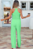 Sachet Pink Slim Ribbed Tank Top and Sweatpants Set