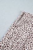 Brown Cheetah Print Trim Split Long Western Skirt
