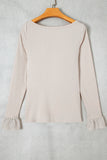 Jet Stream Lace Cuff Patchwork Round Neck Long Sleeve Top