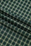 Green Plaid Square Neck Shirred High Waist Ruffle Hem Dress