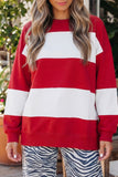Fiery Red Colorblock Drop Shoulder Baggy Sweatshirt
