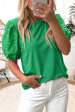 Black Ribbed Pearl Beaded Puff Sleeve Top