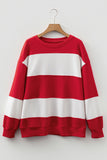 Fiery Red Colorblock Drop Shoulder Baggy Sweatshirt