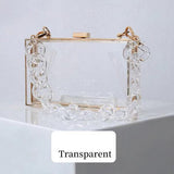 Clear Quilt Design Link Handle Clutch